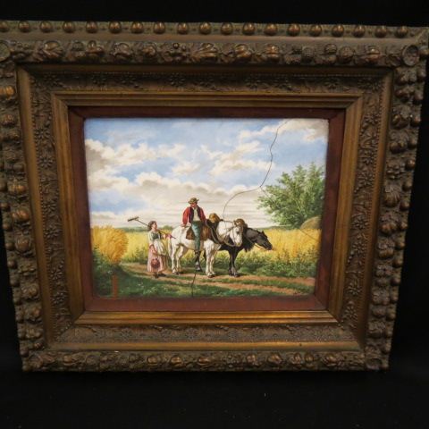 Appraisal: J B Evans painting on porcelain plaque boy on horseback