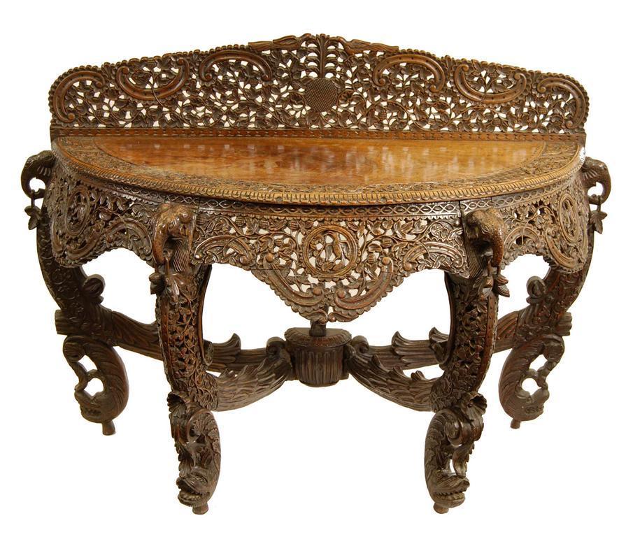 Appraisal: An Anglo-Indian hardwood bowfront console table