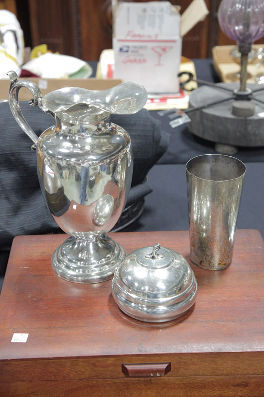 Appraisal: THREE PIECES OF STERLING SILVER A water pitcher '' h