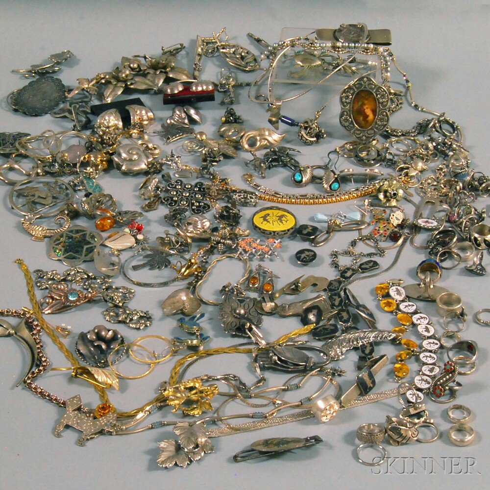 Appraisal: Large Group of Mostly Sterling Silver Jewelry including a Mexican