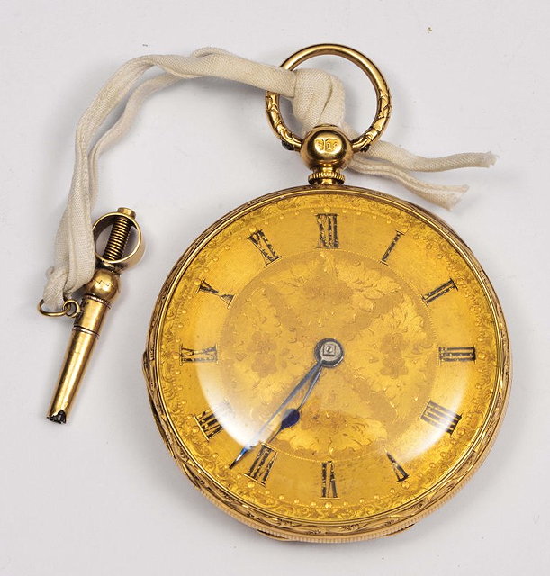 Appraisal: A VICTORIAN CT GOLD KEYWOUND AND POCKET WATCH with gilt