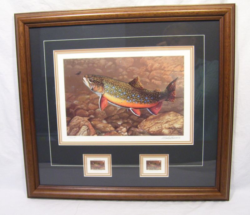 Appraisal: Framed Print by Mark Susinno Pennsylvania Trout Salmon Print and