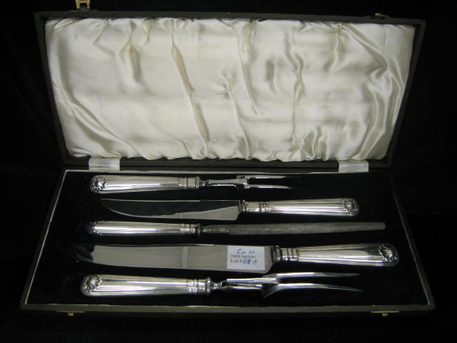 Appraisal: Pc Sterling Silver Carving Set steak roast sizes plus sharpener