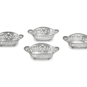 Appraisal: A Group of Four Tiffany Co Silver Reticulated Nut Dishes