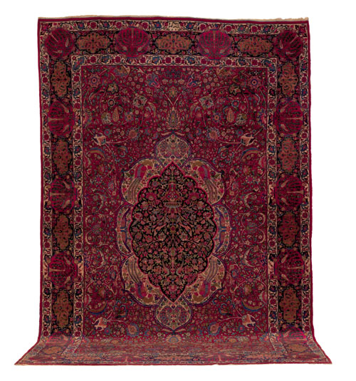 Appraisal: Kashan carpet ca with a central blue medallion surrounded by