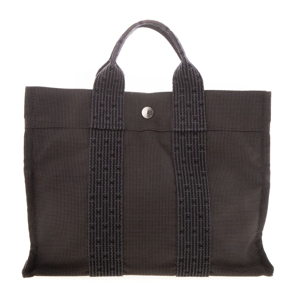 Appraisal: An Hermes Herline Tote A black and brown woven fabric