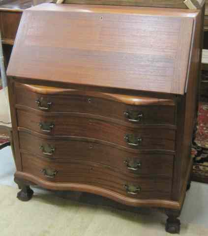 Appraisal: CHIPPENDALE STYLE MAHOGANY SLANT-FRONT SECRETARY American mid- th century the