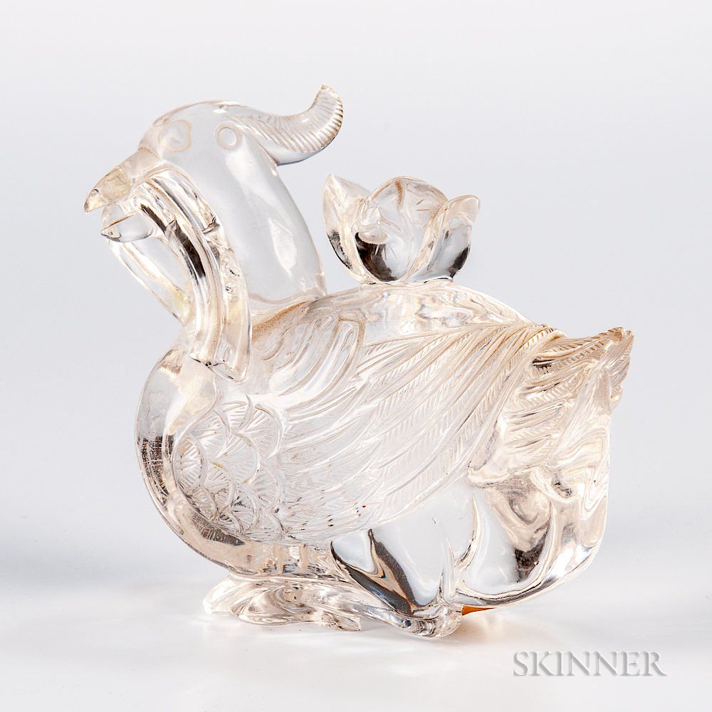 Appraisal: Rock Crystal Carving of a Mandarin Duck Rock Crystal Carving