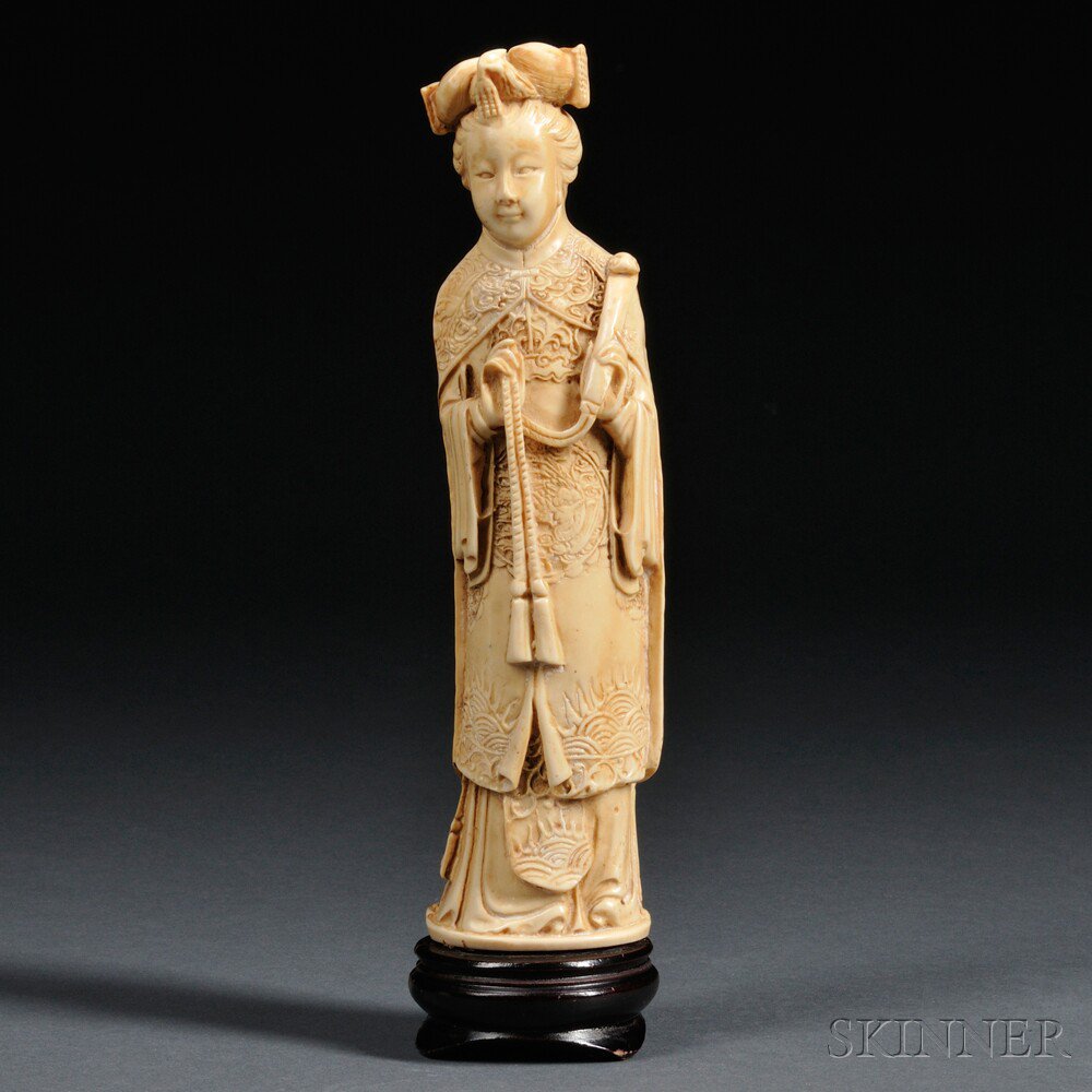 Appraisal: Faux Ivory Carving of a Woman China th century standing