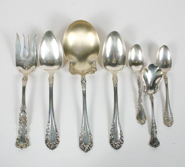 Appraisal: Seven pieces sterling silver serving flatware including four Wallace Meadow