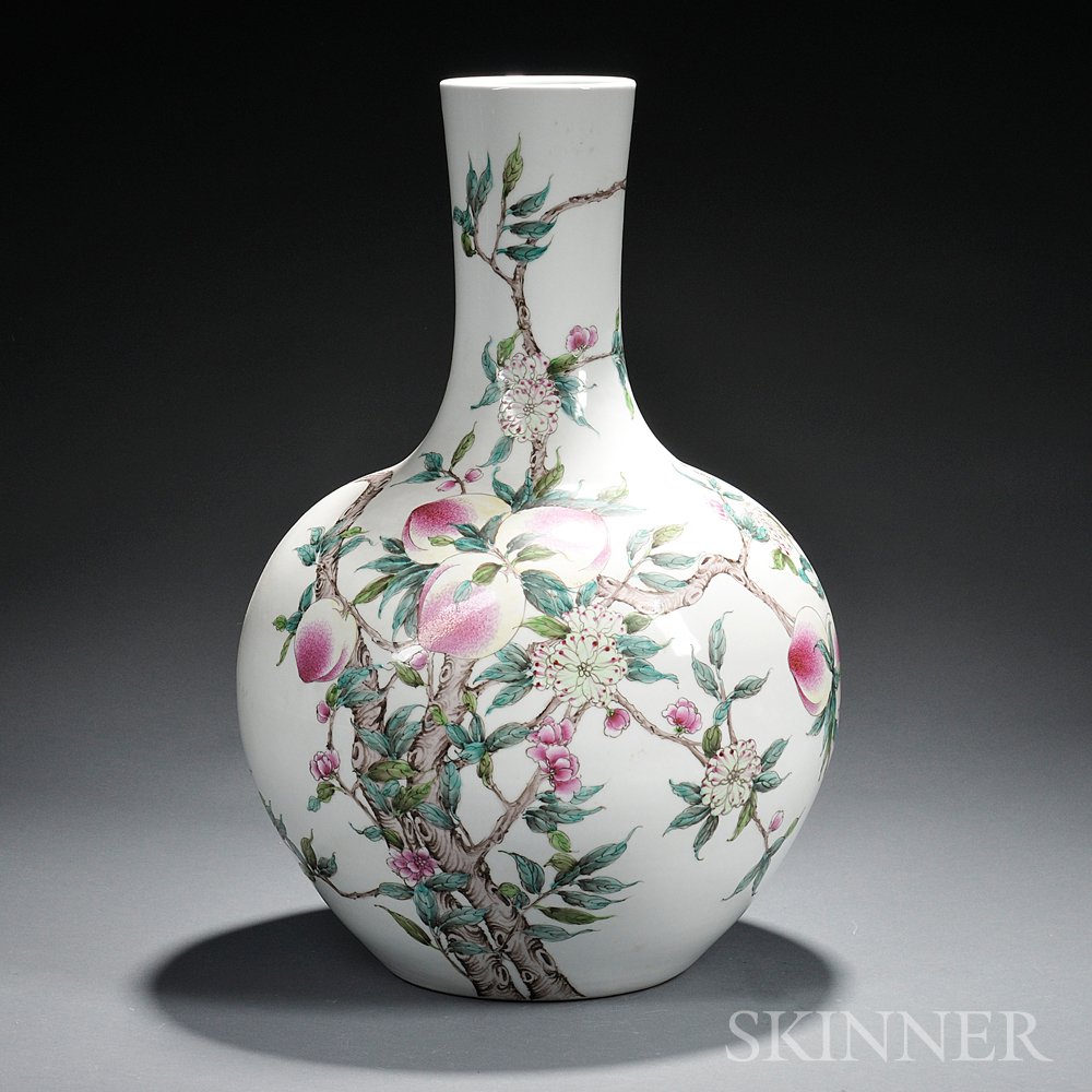 Appraisal: Monumental Peach Jar Vase China th century bottle-shape depicting branches