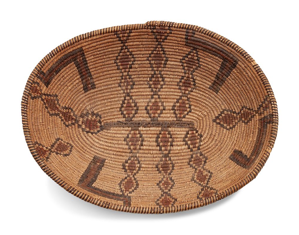 Appraisal: Apache Polychrome Basket height x length x width inches Apache