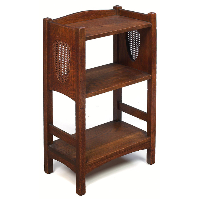 Appraisal: Limbert bookstand inset cane sides with two open shelves over