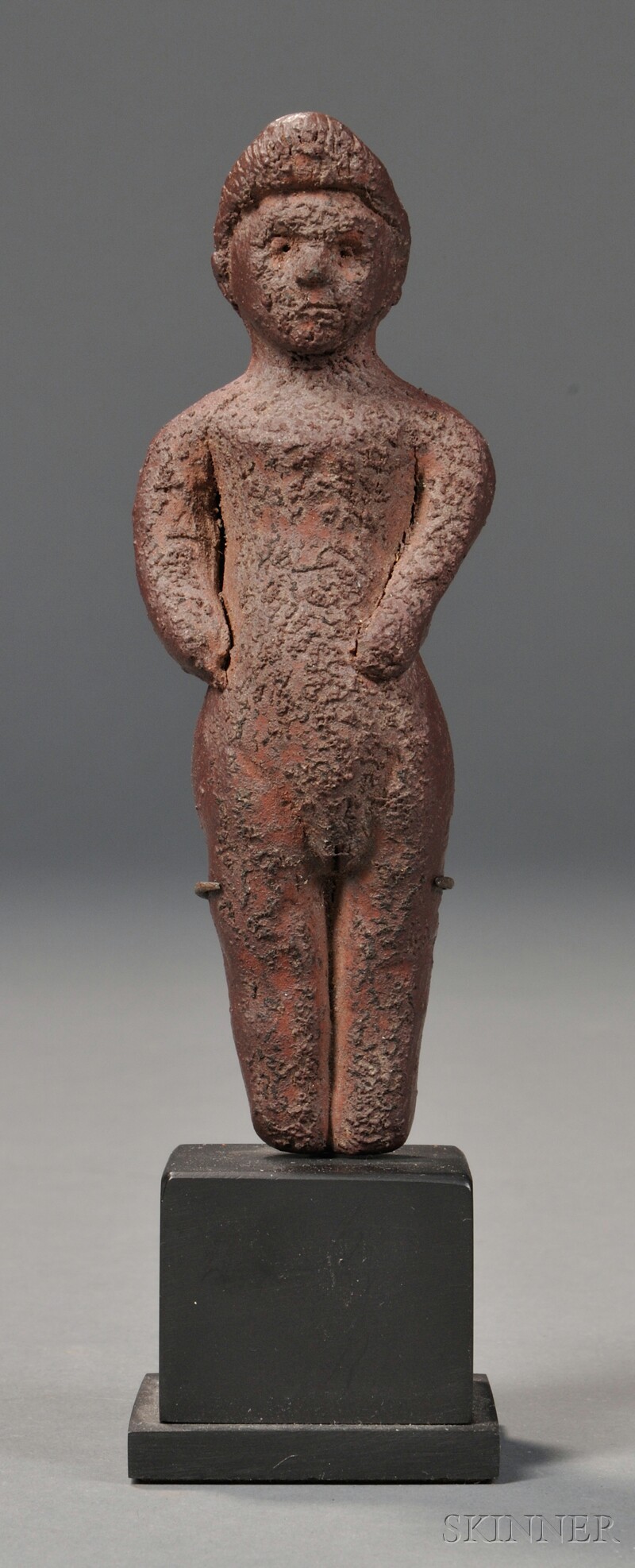 Appraisal: Hand-molded Redware Pottery Figure of a Nude Woman probably th