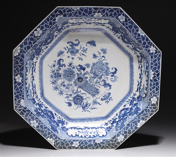 Appraisal: Chinese blue and white porcelain charger with floral design and