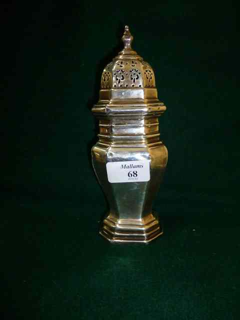 Appraisal: A SILVER CASTER of octagonal baluster form circa high approx