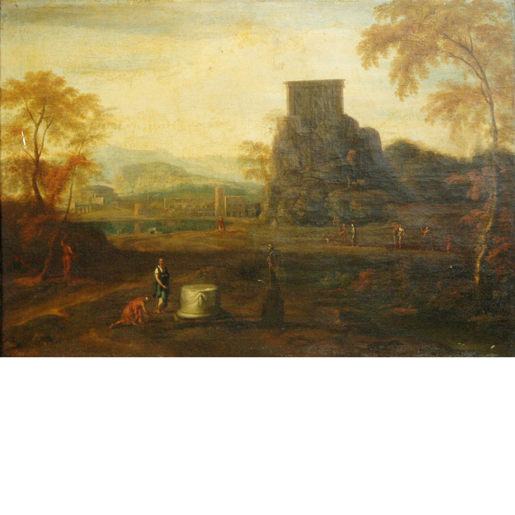 Appraisal: Manner of Claude Lorrain Landscape with Figures Among Ruins Bears