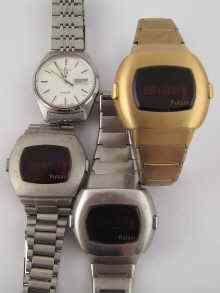 Appraisal: A mixed lot comprising three digital Pulsar quartz watches with