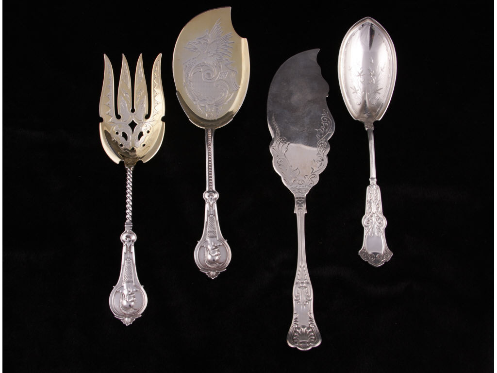 Appraisal: Four American Sterling Silver Serving Pieces the first a large