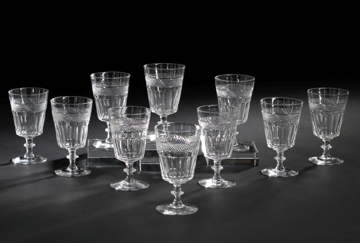 Appraisal: Set of Ten Edinburg Crystal Panel-Cut Diamond Band Goblets third