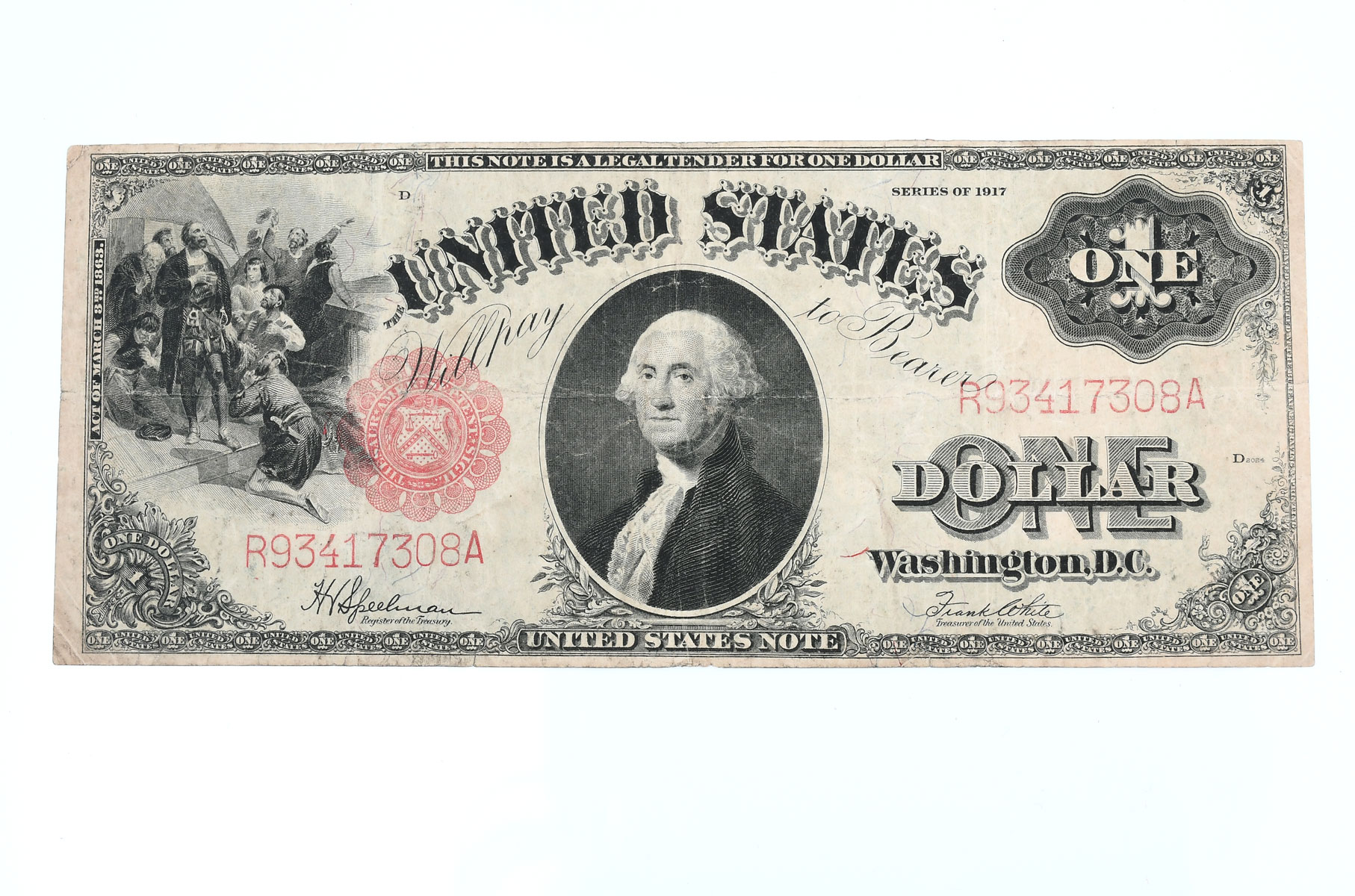 Appraisal: UNITED STATES ONE DOLLAR BILL Large series one dollar bill