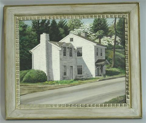 Appraisal: WHITE BRICK HOUSE x in Framed signed and dated lower