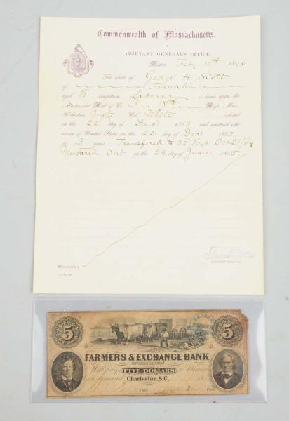 Appraisal: This lot includes a Civil War era bank note from