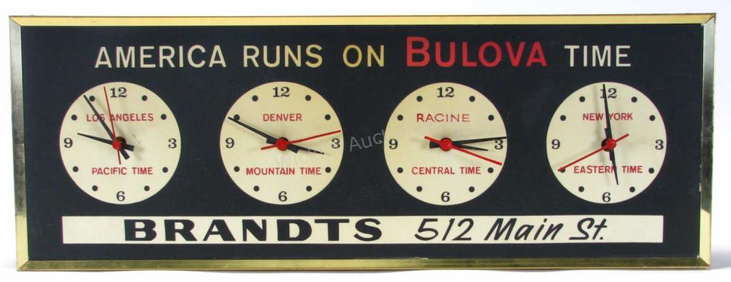 Appraisal: Bulova Four Time Zone Advertising Clock Bulova watch company clock