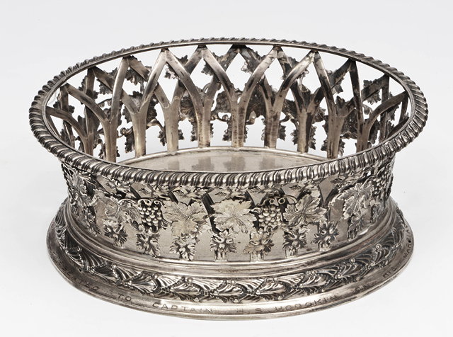 Appraisal: A GEORGE V SILVER OVAL BASKET with gadrooned rim a