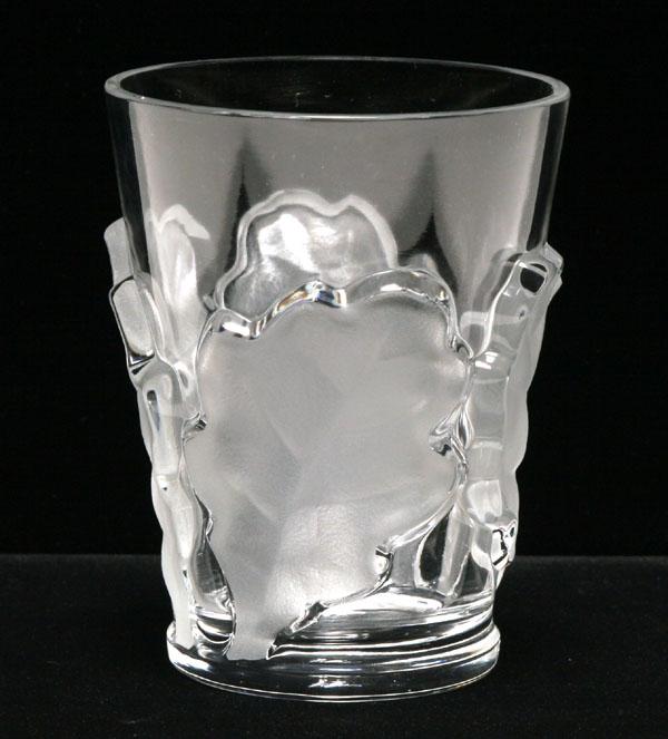 Appraisal: Lalique oak leaf art glass tumbler frosted oak leaf designs