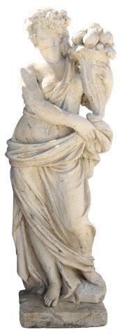 Appraisal: Large cast stone garden figure Classical Lady thc the draped