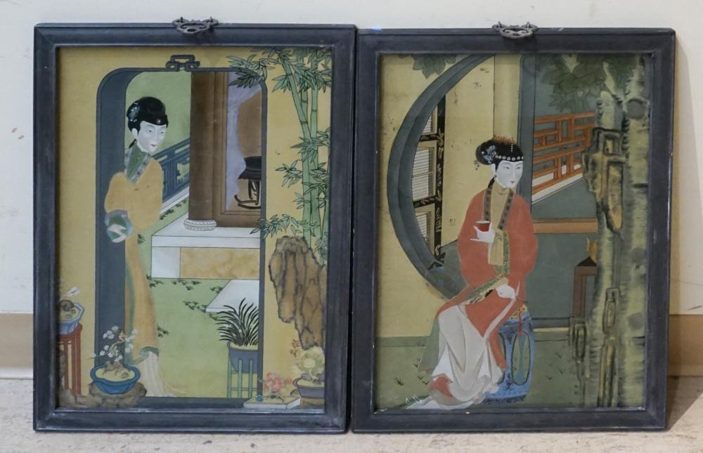 Appraisal: TWO CHINESE REVERSE PAINTED GLASS PAINTINGS FRAME X IN X