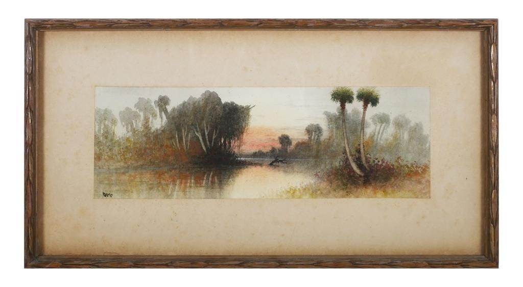 Appraisal: Southern School watercolor on paper painting of a Florida wetland