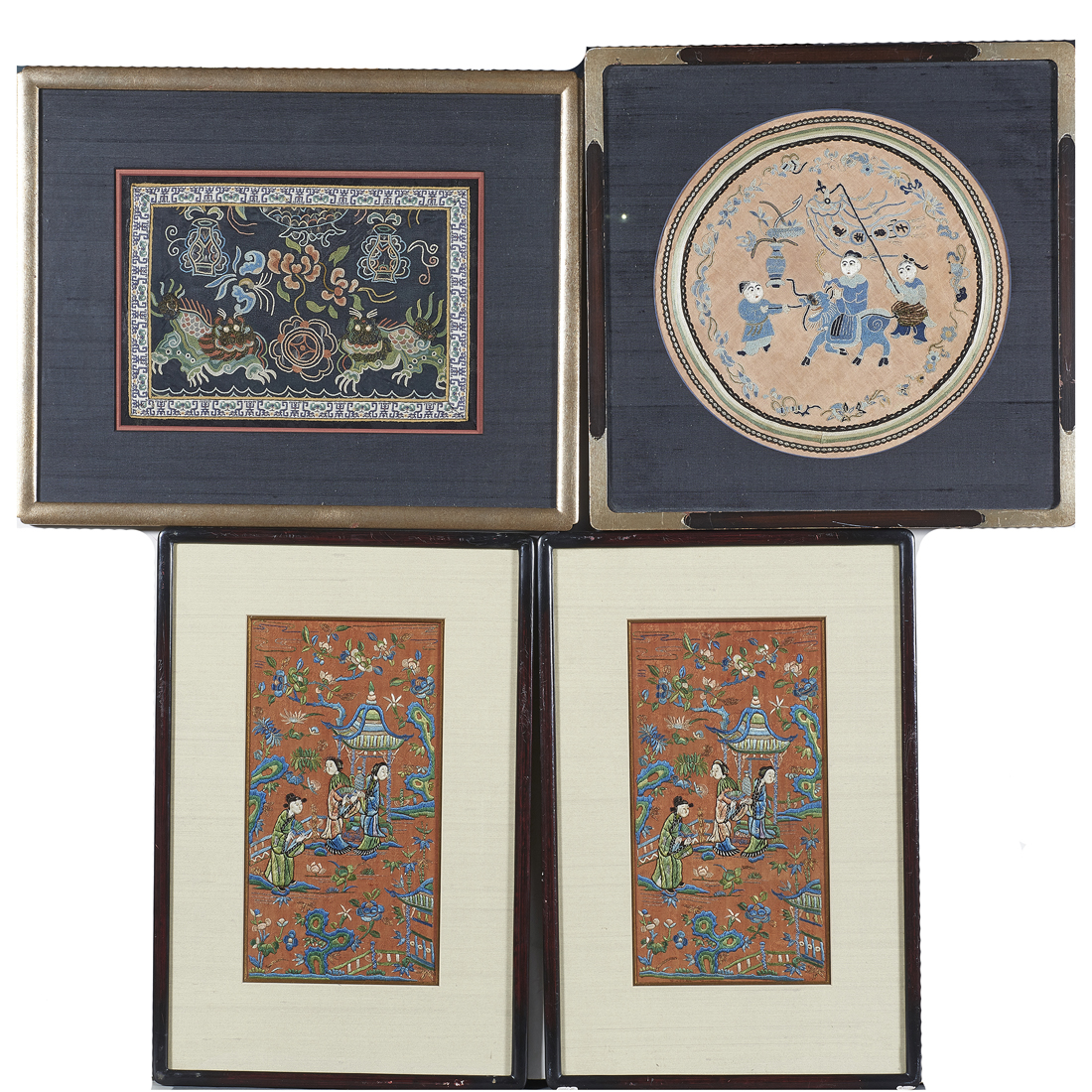 Appraisal: LOT OF CHINESE EMBROIDERED PANELS lot of Chinese embroidered panels