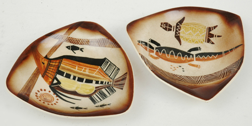 Appraisal: LITTLE SYDNEY POTTERY New South Wales circa Two ceramic shaped