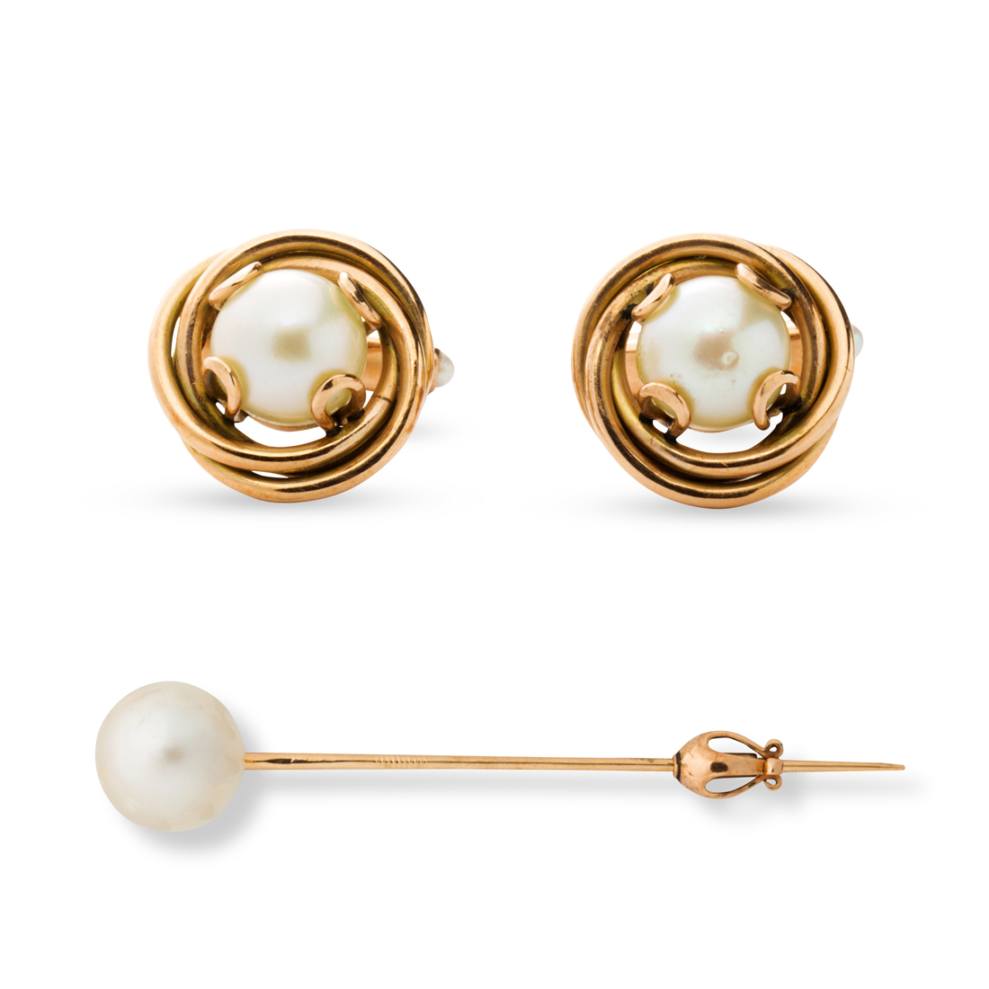 Appraisal: A GROUP OF PEARL AND GOLD JEWELRY A group of