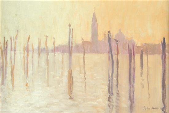 Appraisal: John Miller St Giorgio and The Gondola Pools oil on