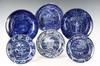 Appraisal: HISTORIC STAFFORDSHIRE PLATES - All in blue including Caged Cherub