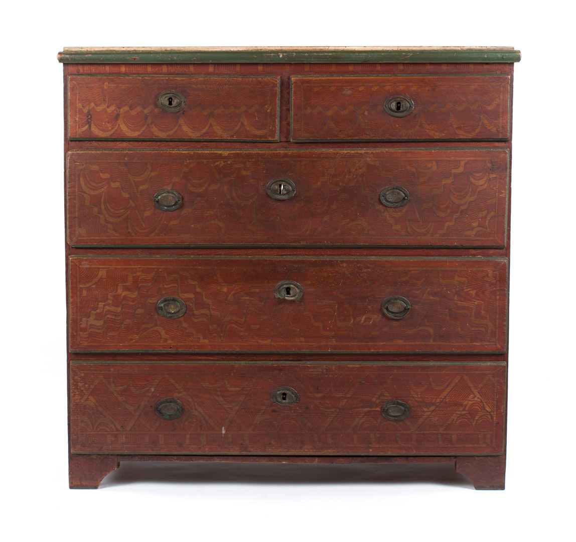 Appraisal: Scandinavian paint decorated chest of drawers th century flat top