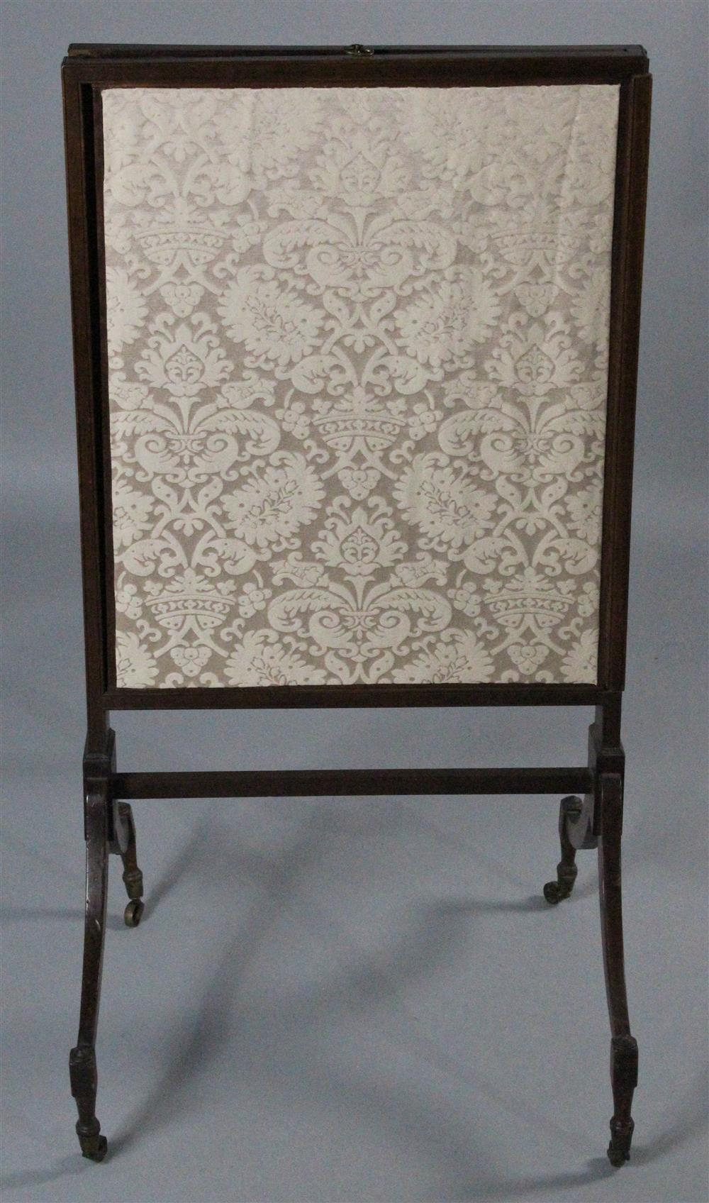 Appraisal: GEORGE III MAHOGANY EXPANDING FIRE SCREEN having a delicate mahogany