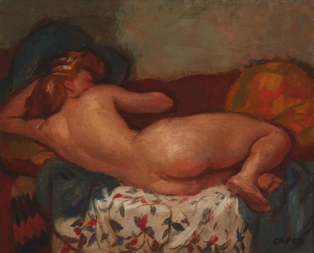 Appraisal: George Capon - French Reclining nude Oil on canvas Signed