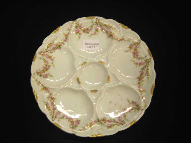 Appraisal: Haviland Limoges Porcelain Oyster Plate elegant floral garland