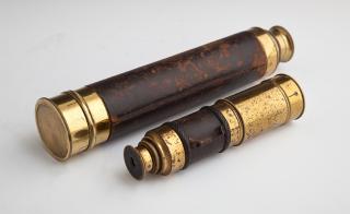 Appraisal: Two Brass and Leather Extending Telescopes th c Two Brass