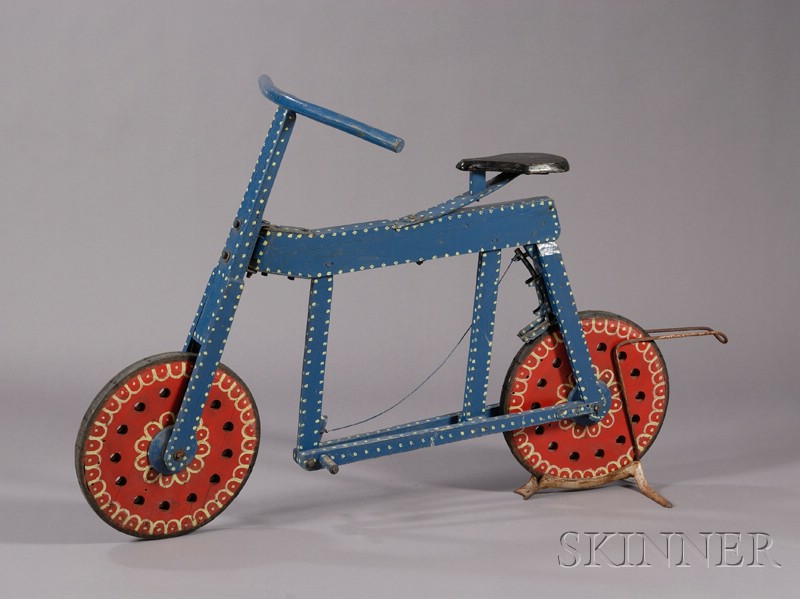 Appraisal: Red White and Blue Painted Wooden Circus Clown Bike found