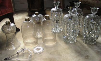 Appraisal: Group of assorted glass candlesticks and shades th and early