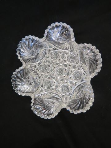 Appraisal: Cut Glass Bowl flora form blown-out sides with pinwheels elaborate