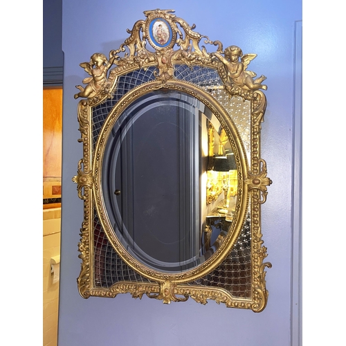 Appraisal: Fine antique French gilt salon mirror shoulders mounted with putti