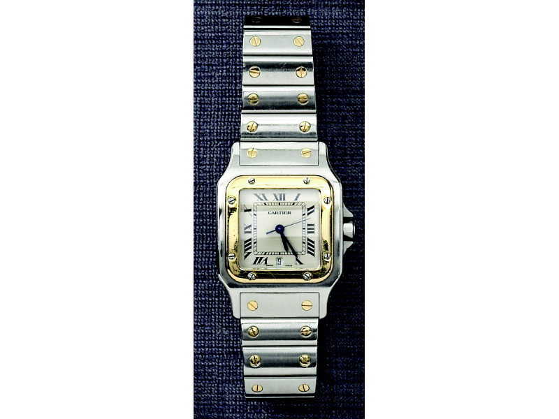 Appraisal: MAN'S CARTIER SANTOS WATCH Stainless steel Santos with k yellow