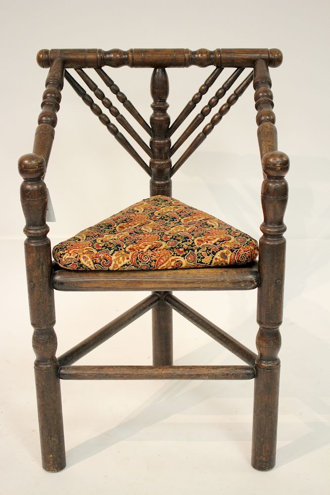 Appraisal: Elizabethan Style Turned Oak Corner Armchair H x W x