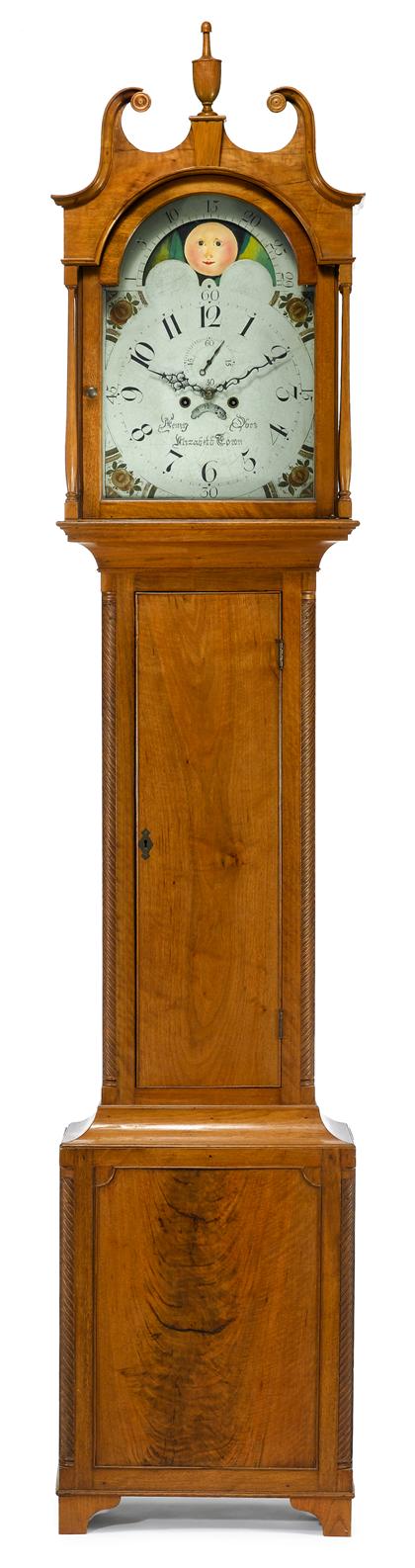 Appraisal: Walnut tall case clock henry ober elizabethtown pa circa